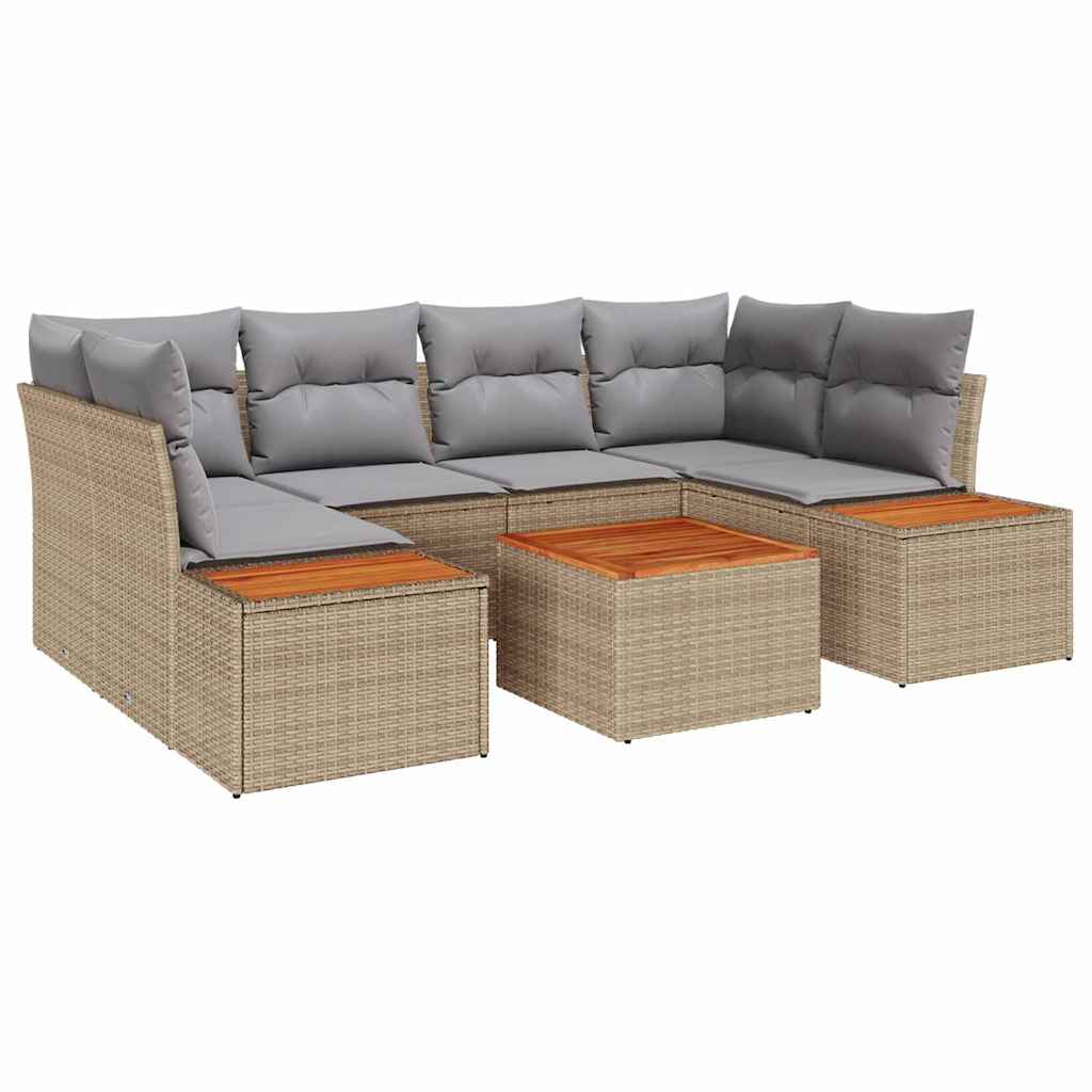 Havesofa Sæt med pude 6 pcs Beige Poly rattan