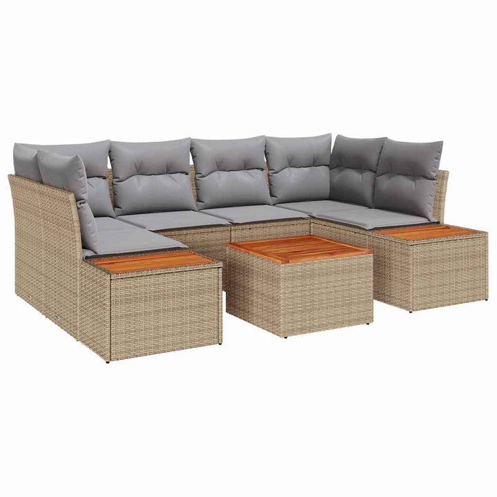 Havesofa Sæt med pude 6 pcs Beige Poly rattan