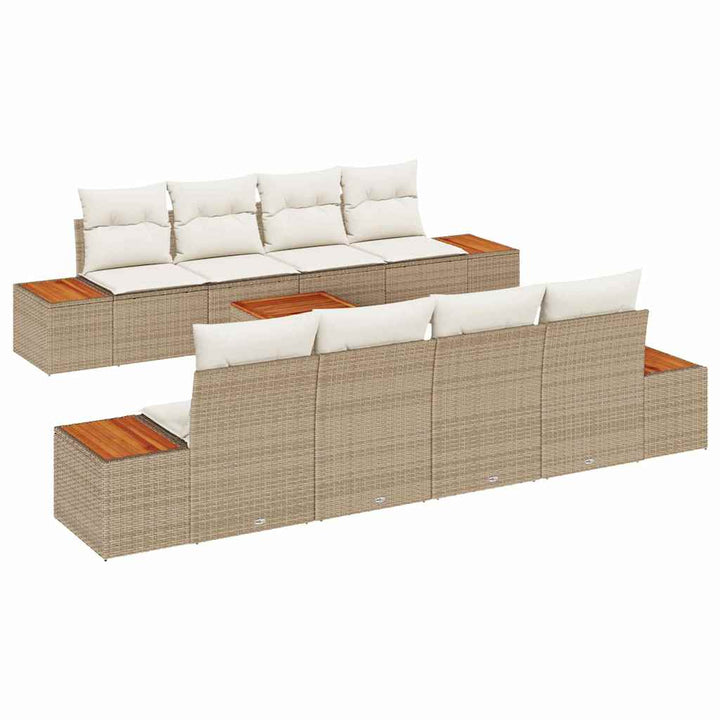 Havesofa Sæt 9 stk. Beige Poly rattan