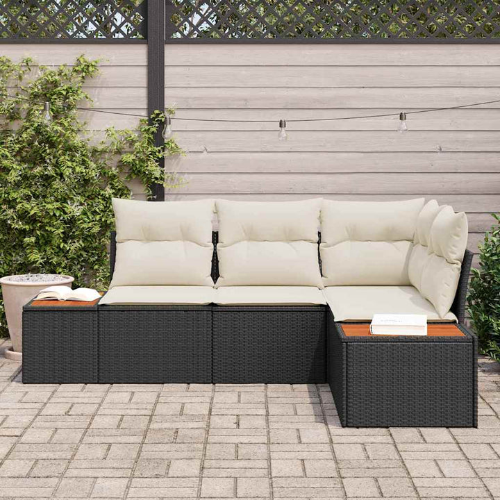 Havesofa Sæt 5 stk. Sort Poly rattan