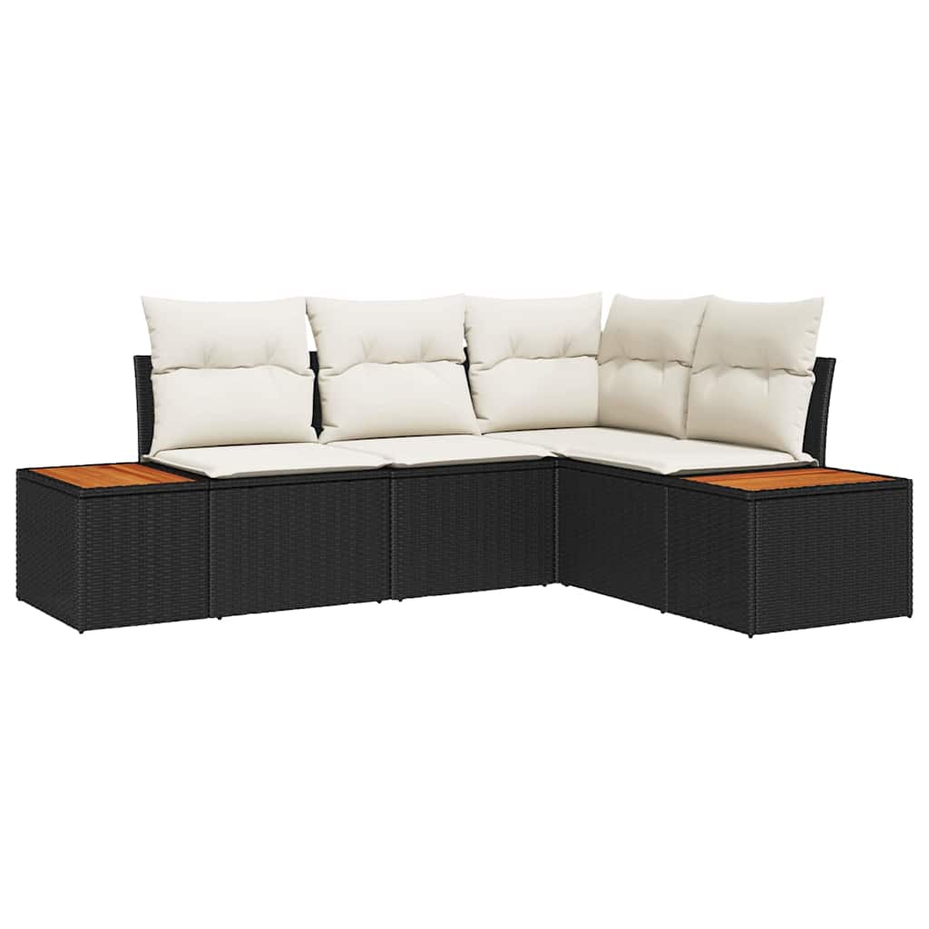 Havesofa Sæt 5 stk. Sort Poly rattan
