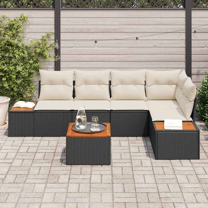 Havesofa Sæt 6 stk. Sort Poly rattan