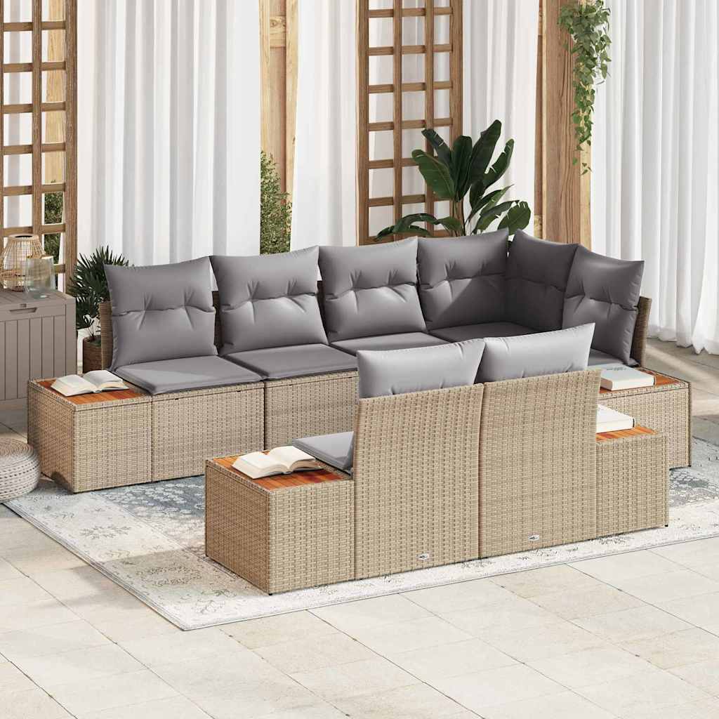 Havesofa Sæt 7 stk. Beige polyrattan