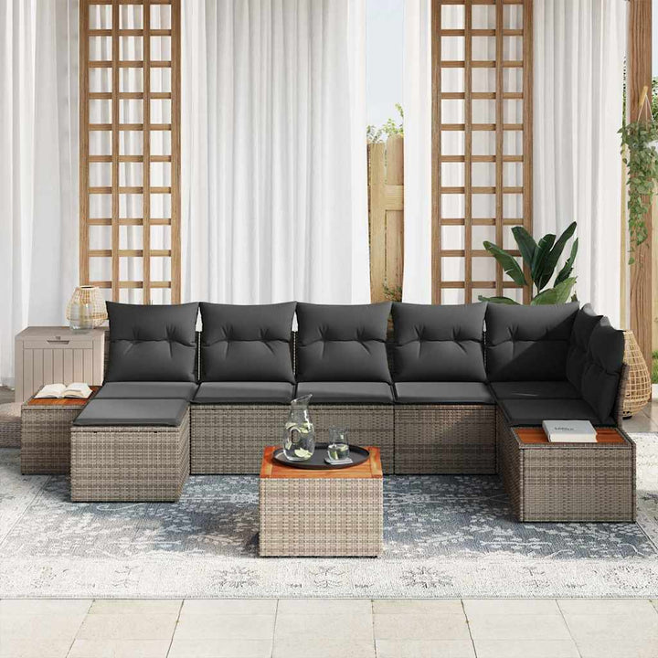 Havesofa Sæt 8 stk. Grå Poly rattan