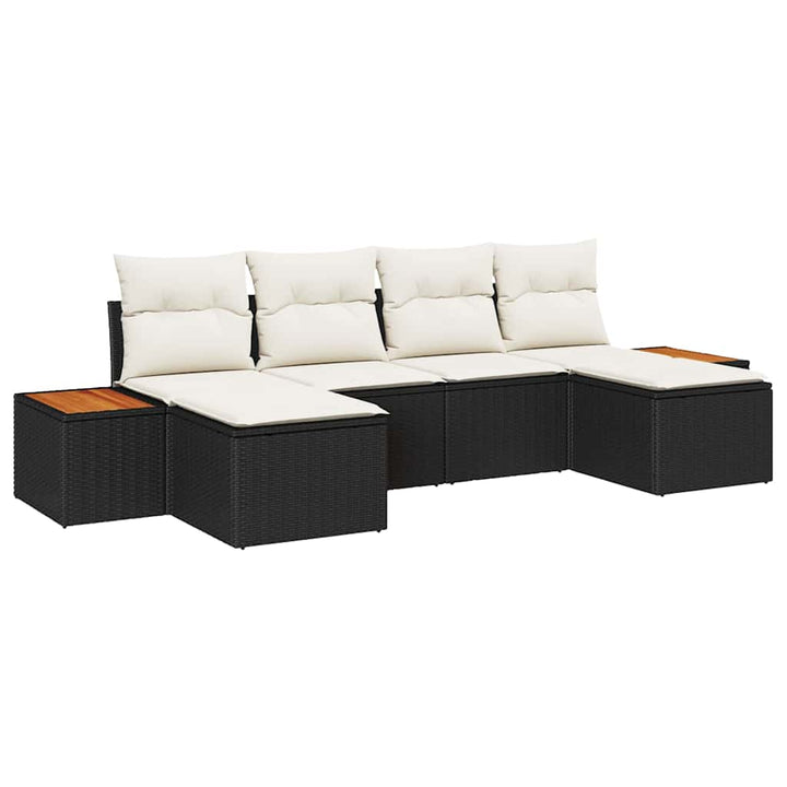 Havesofa Sæt 6 stk. Sort polyrattan