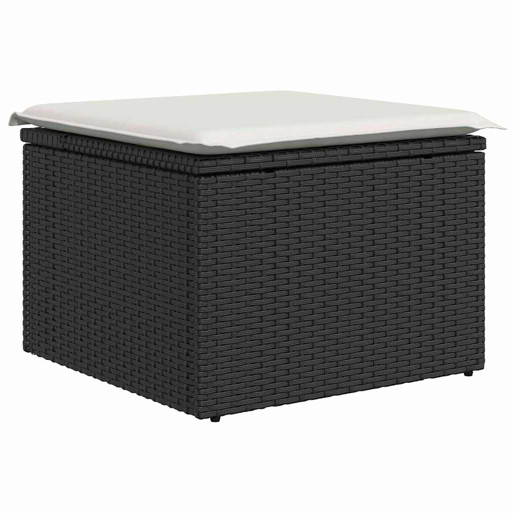 Havesofa Sæt 8 stk. Sort Poly rattan
