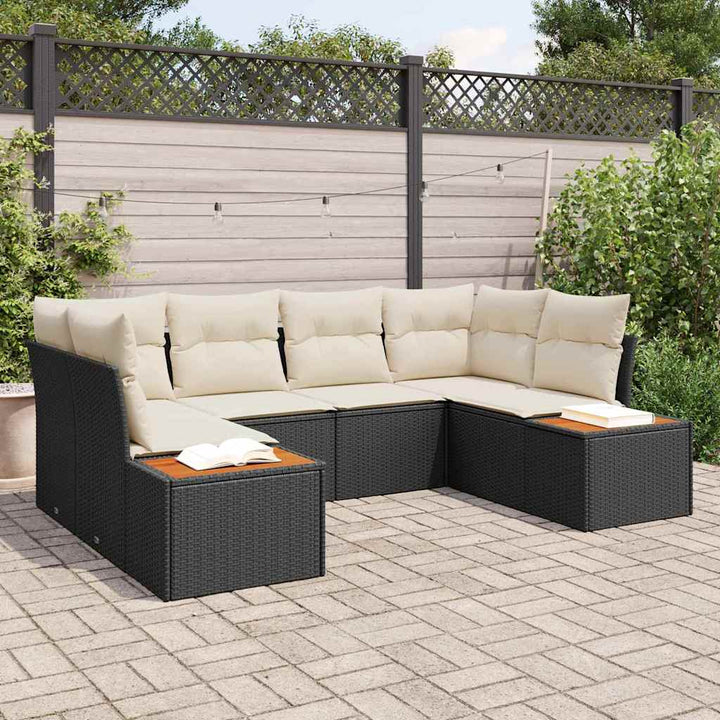 Havesofa Sæt 6 stk. Sort polyrattan