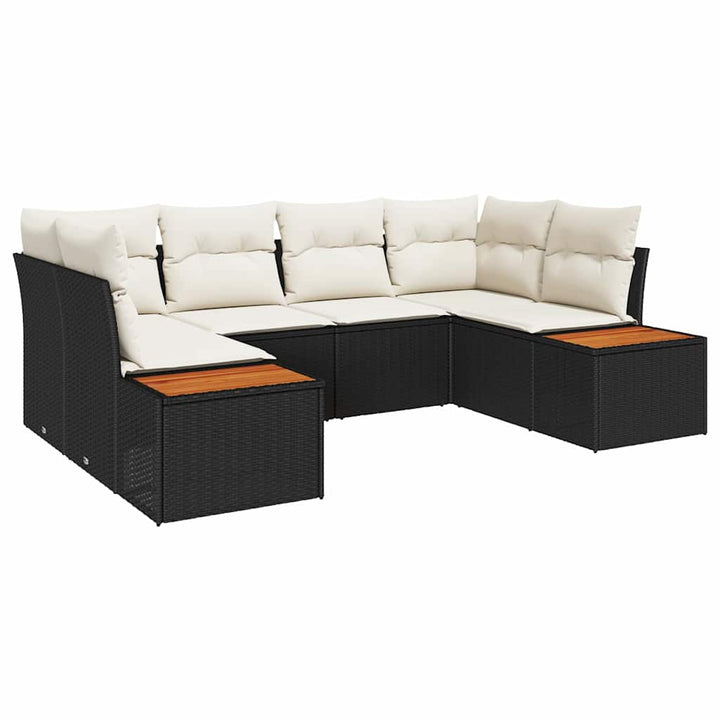Havesofa Sæt 6 stk. Sort polyrattan