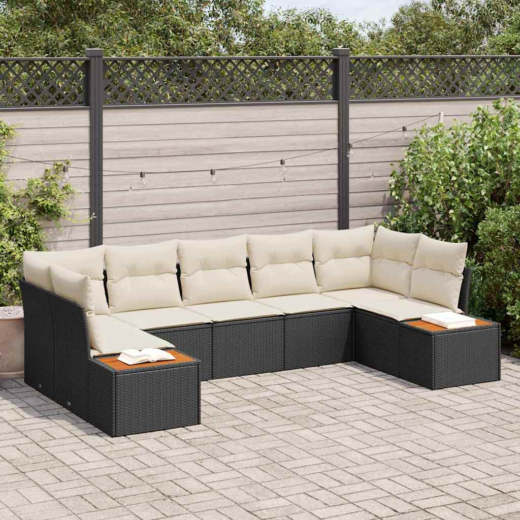 Havesofa Sæt 7 stk. Sort polyrattan