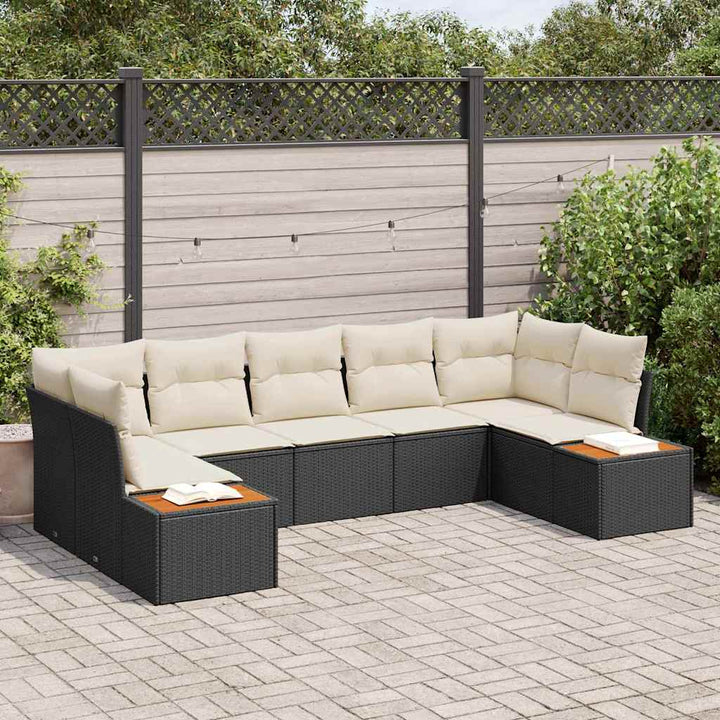Havesofa Sæt 7 stk. Sort polyrattan