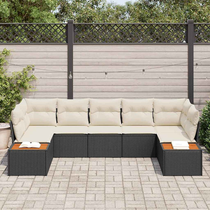 Havesofa Sæt 7 stk. Sort polyrattan