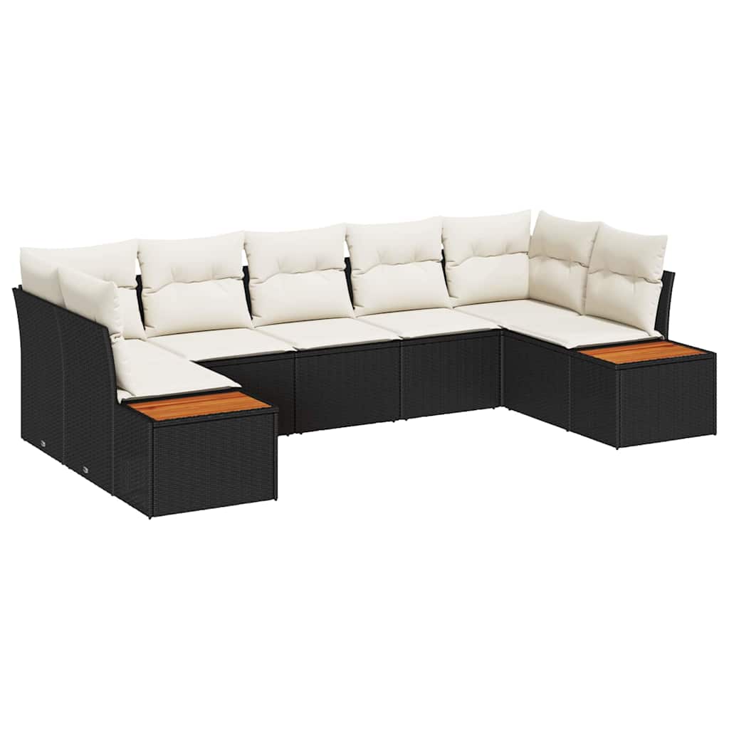 Havesofa Sæt 7 stk. Sort polyrattan