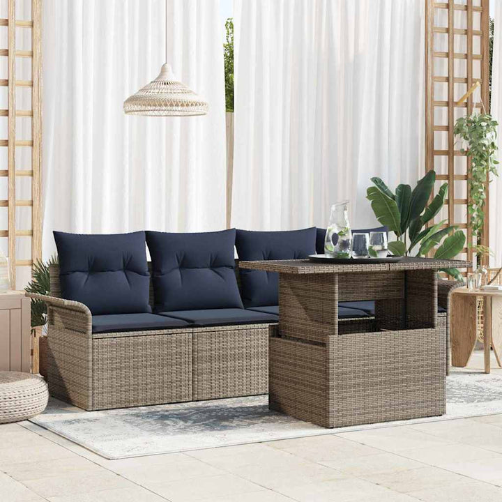 Havesofa Sæt 5 stk. Grå polyrattan