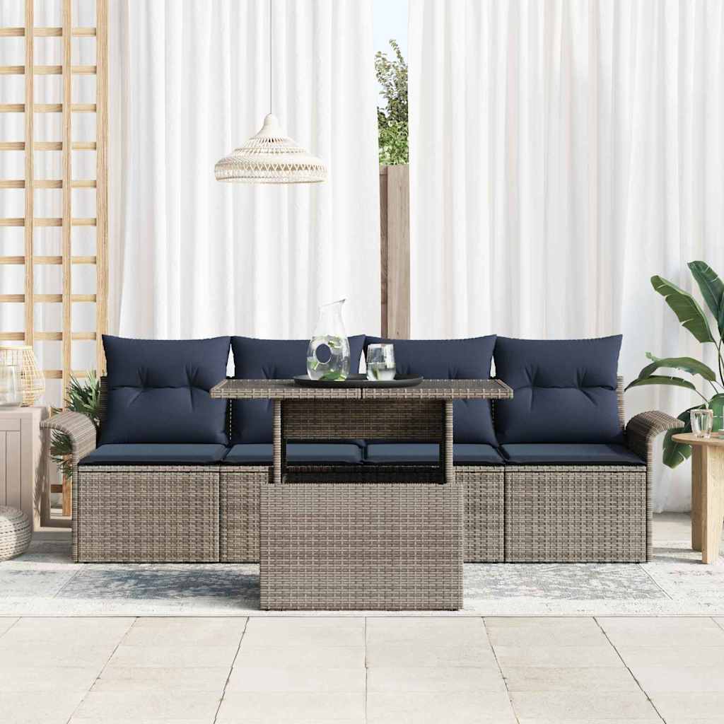 Havesofa Sæt 5 stk. Grå polyrattan
