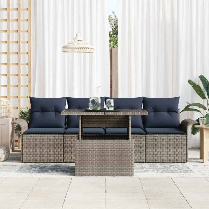 Havesofa Sæt 5 stk. Grå polyrattan