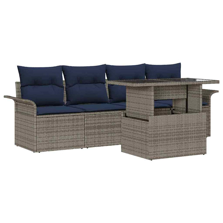 Havesofa Sæt 5 stk. Grå polyrattan