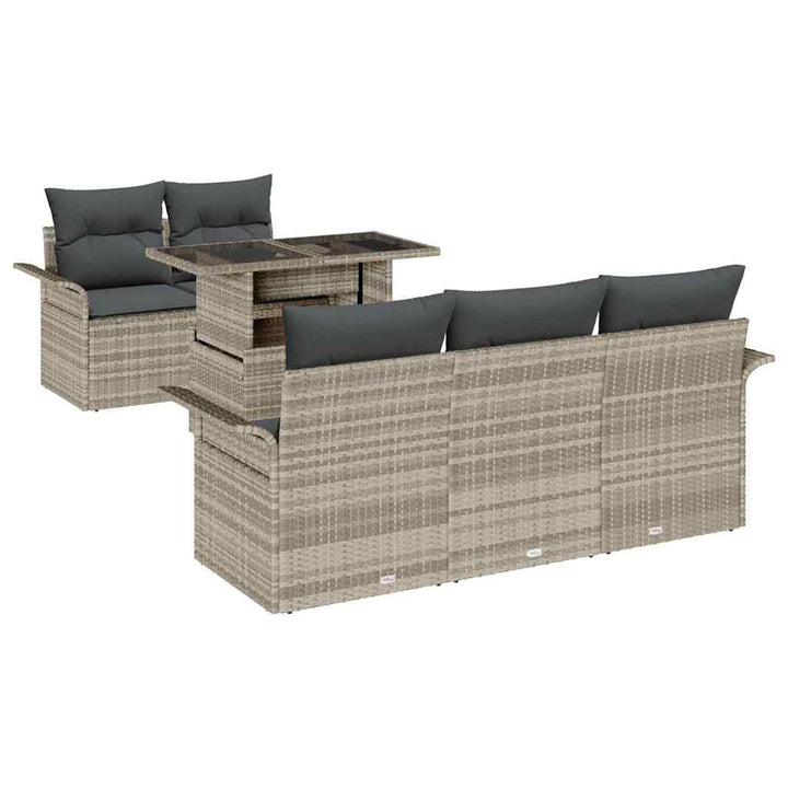 Havesofa Sæt 6 stk. Lysegrå polyrattan
