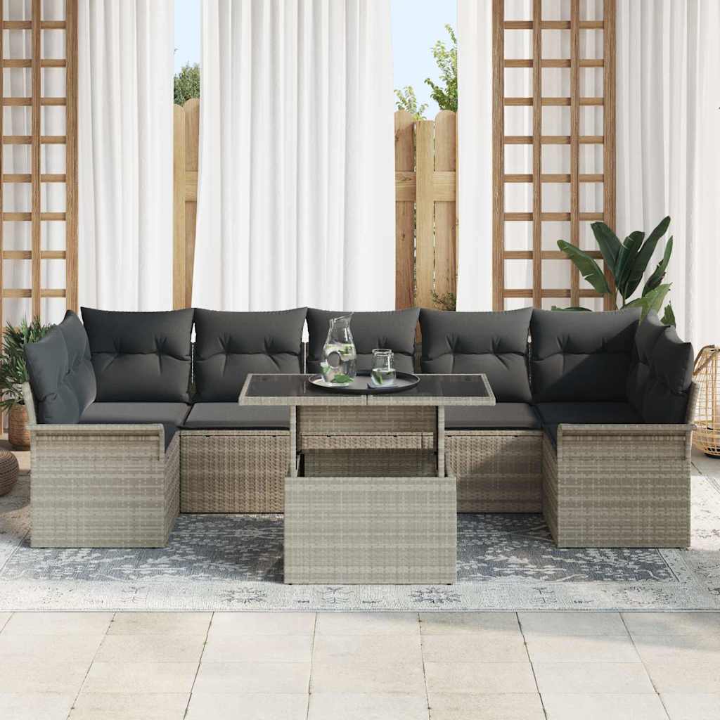 Havesofa Sæt 8 stk. Lysegrå polyrattan