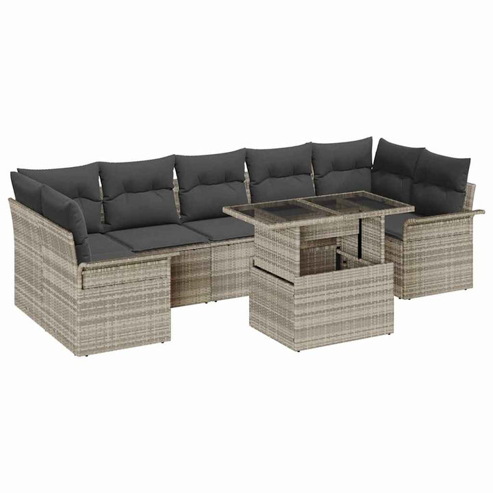 Havesofa Sæt 8 stk. Lysegrå polyrattan