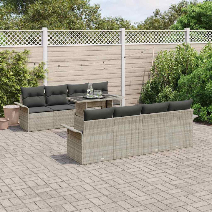 Havesofa Sæt 9 stk. Lysegrå polyrattan