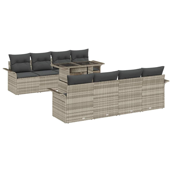 Havesofa Sæt 9 stk. Lysegrå polyrattan