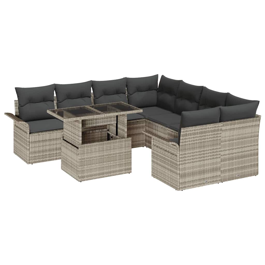 Havesofa Sæt 9 stk. Lysegrå polyrattan