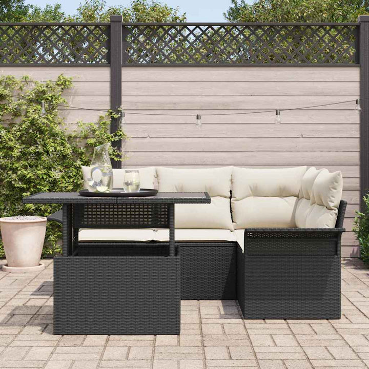Havesofa Sæt 5 stk. Sort polyrattan
