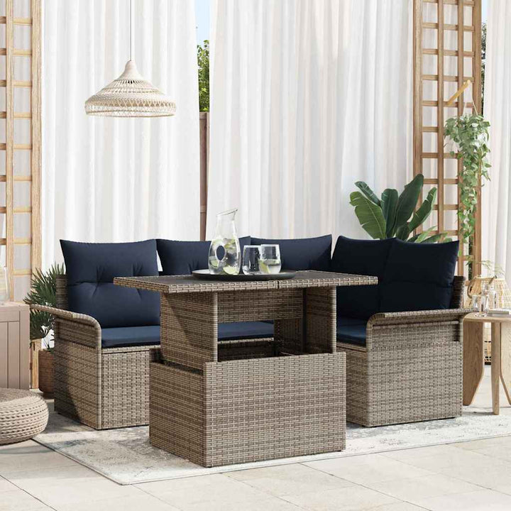 Havesofa Sæt 5 stk. Grå polyrattan