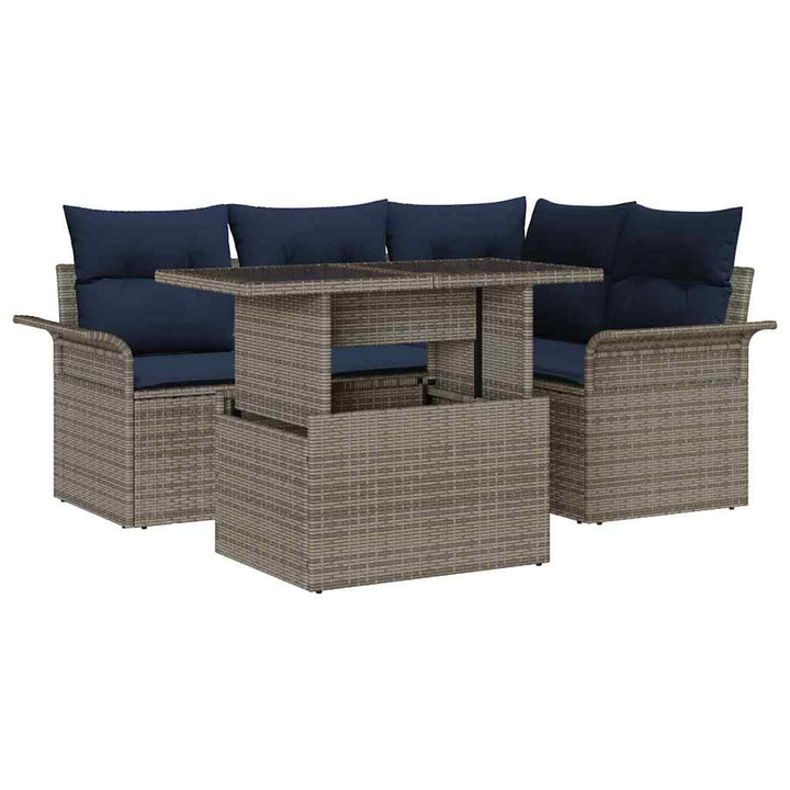 Havesofa Sæt 5 stk. Grå polyrattan