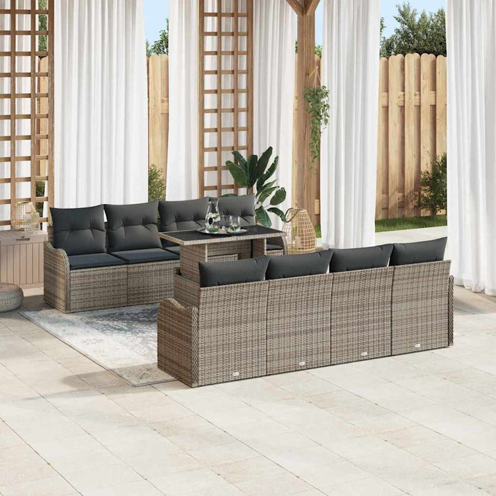 Havesofa Sæt med pude 7 pcs Grå polyrattan