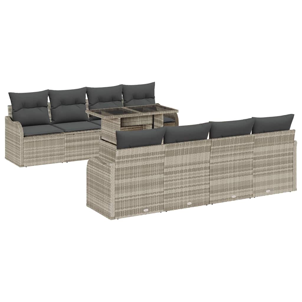 Havesofa Sæt med pude 7 pcs Lysegrå polyrattan