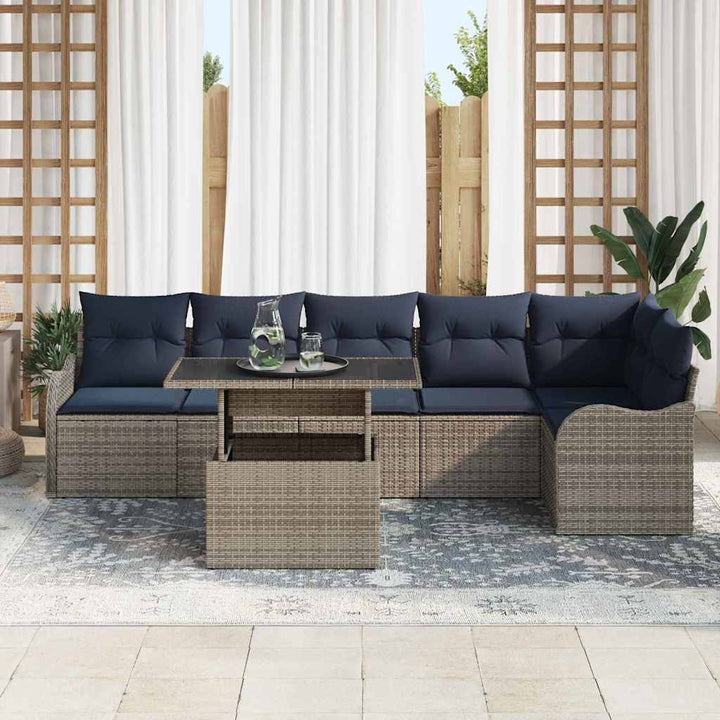 Havesofa Sæt 7 stk. Grå polyrattan