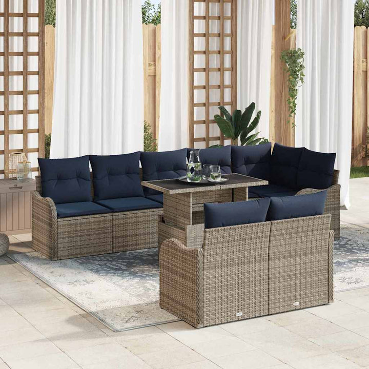 Havesofa Sæt 9 stk. Grå Poly rattan