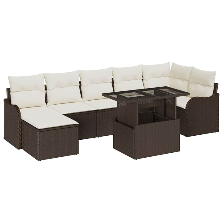Havesofa Sæt med pude 8 pcs Brun Poly rattan