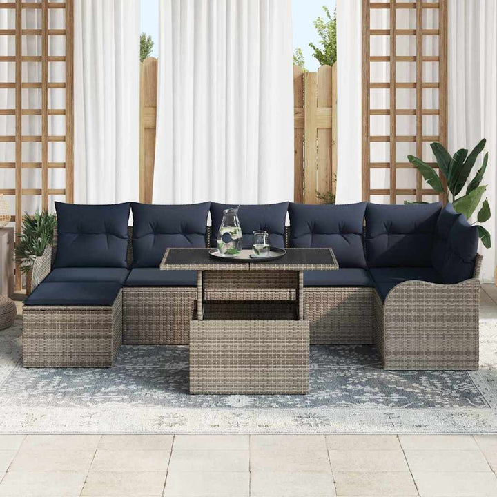 Havesofa Sæt 8 stk. Grå Poly rattan