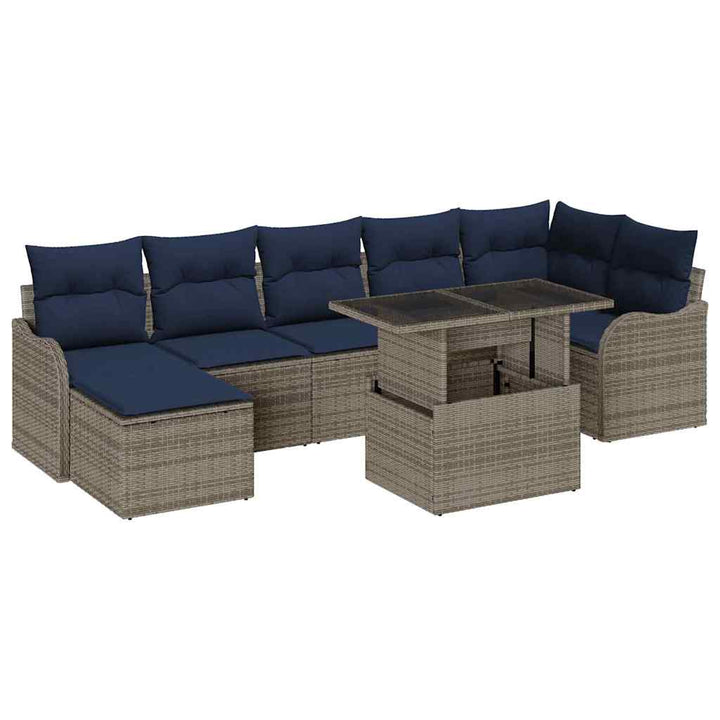 Havesofa Sæt 8 stk. Grå Poly rattan
