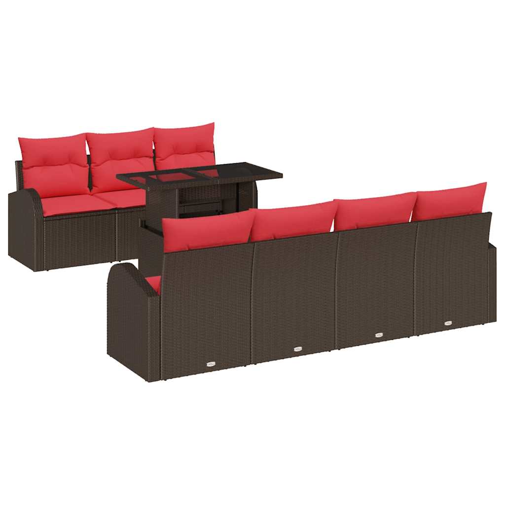 Havesofa Sæt med opbevaring 8 pcs Brun Poly rattan
