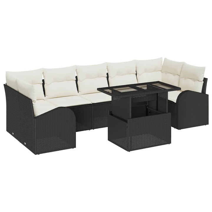 Havesofa Sæt 8 stk. Sort polyrattan