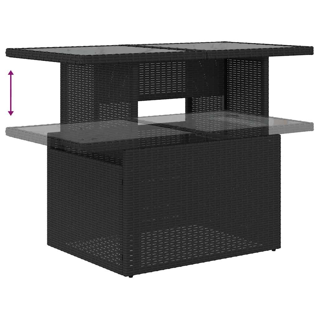Havesofa Sæt 8 stk. Sort polyrattan