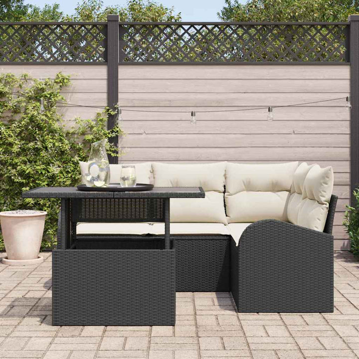 Havesofa Sæt 5 stk. Sort polyrattan