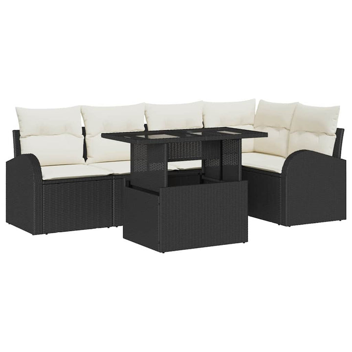 Havesofa Sæt 6 stk. Sort og Cream polyrattan