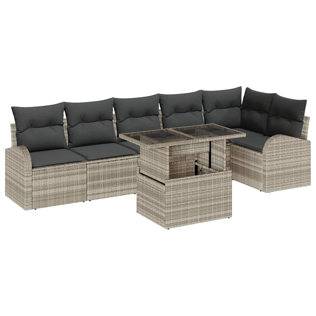 Havesofa Sæt 7 stk. Lysegrå polyrattan