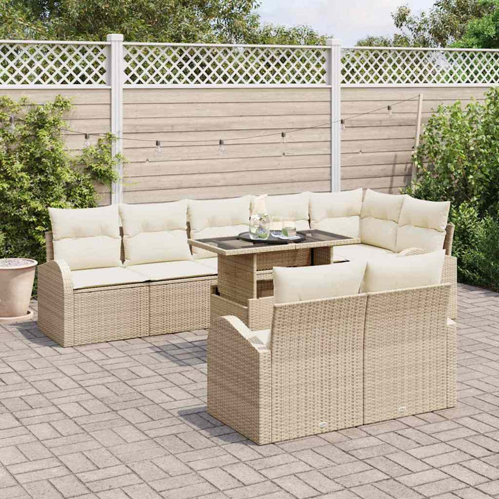 Havesofa Sæt med opbevaring 9 pcs Beige og creme polyrattan