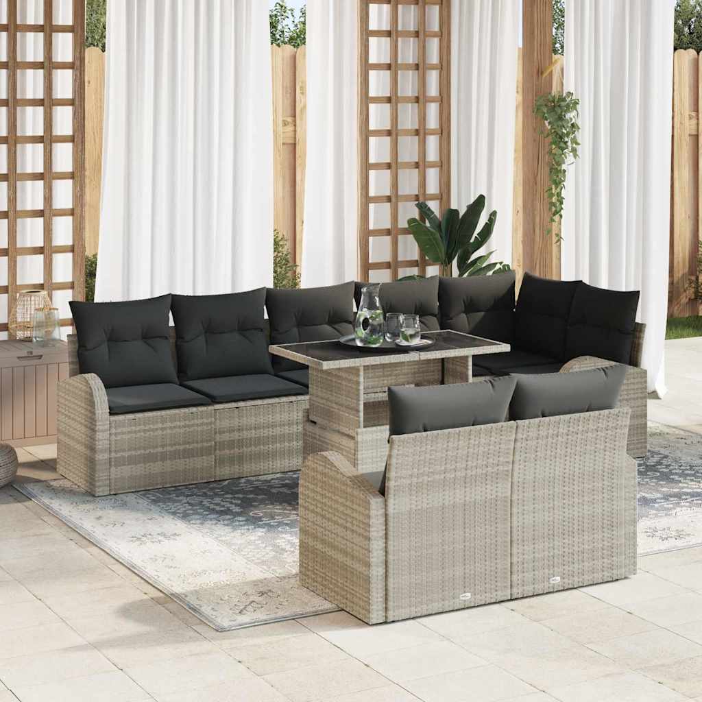 Havesofa Sæt 9 stk. Lysegrå polyrattan