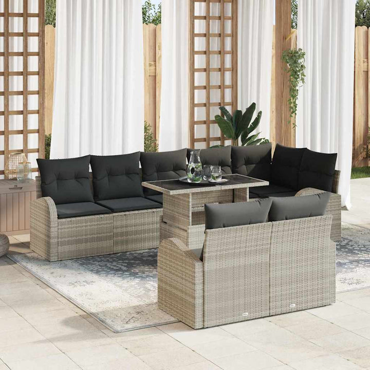 Havesofa Sæt 9 stk. Lysegrå polyrattan