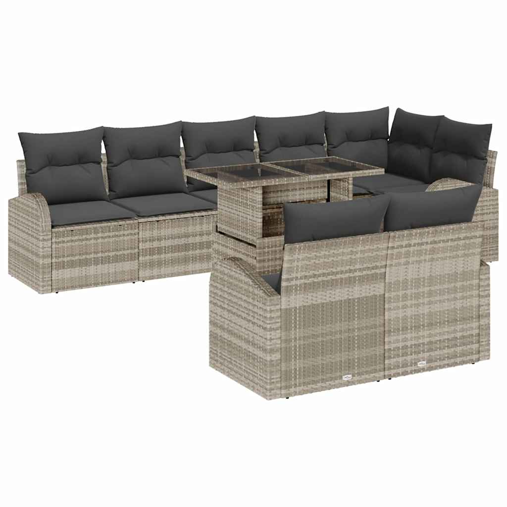 Havesofa Sæt 9 stk. Lysegrå polyrattan