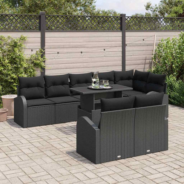 Havesofa Sæt 9 stk. Sort polyrattan