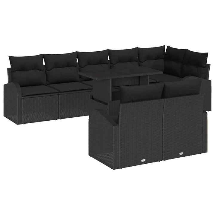 Havesofa Sæt 9 stk. Sort polyrattan