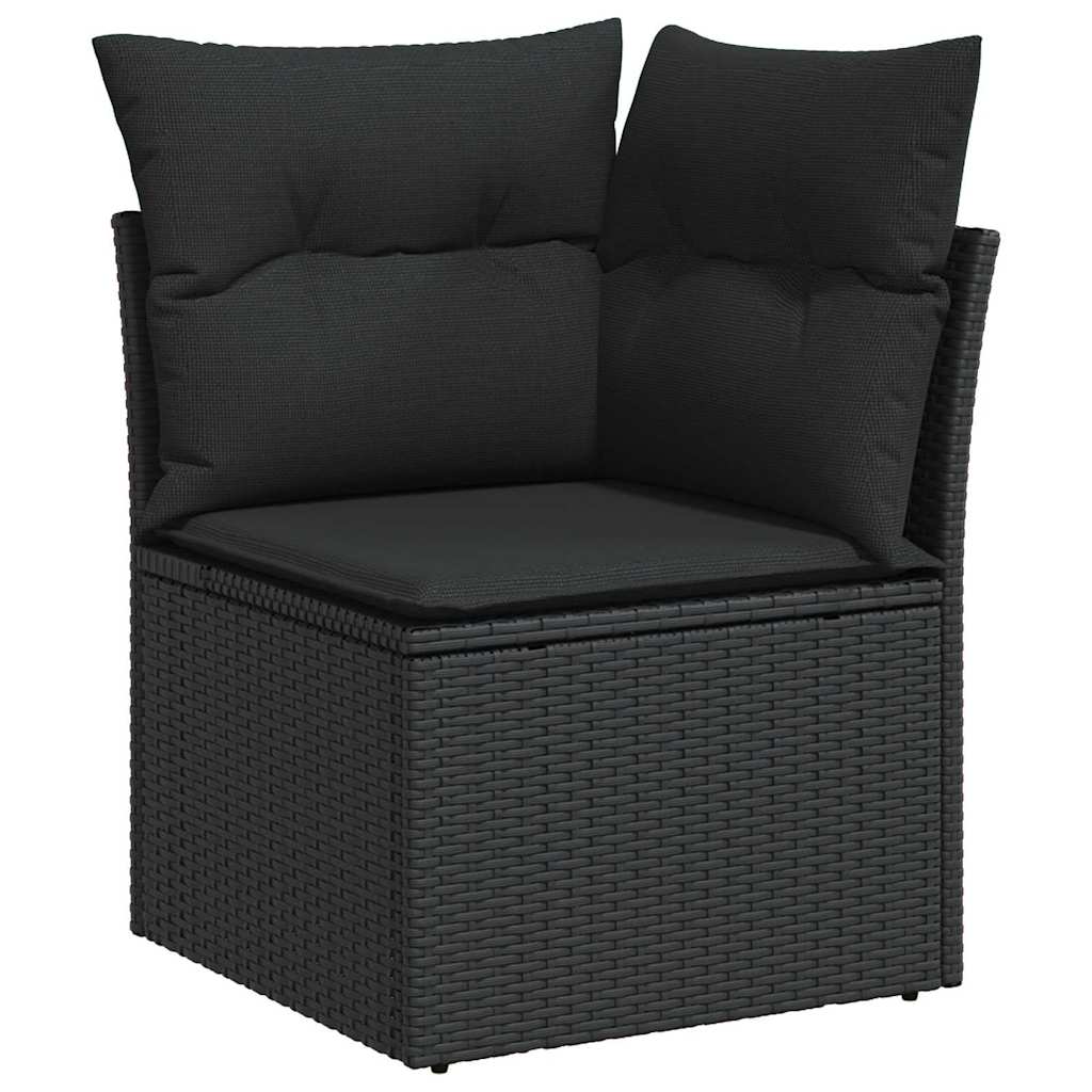 Havesofa Sæt 9 stk. Sort polyrattan