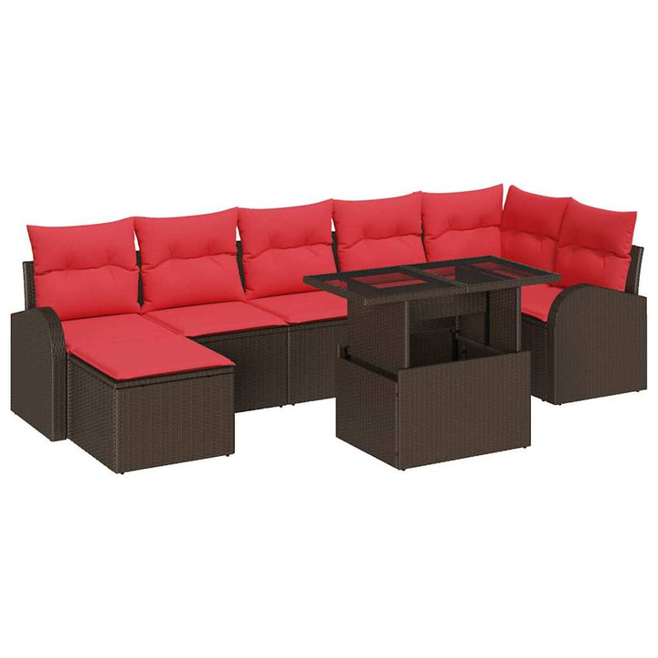 Havesofa Sæt med pude 8 pcs Brun og rød
